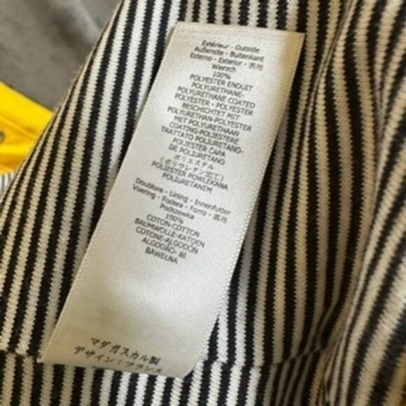 Petit Bateau Yellow Raincoat Hooded Rain Jacket Striped Lining Womens Med - Picture 7 of 11
